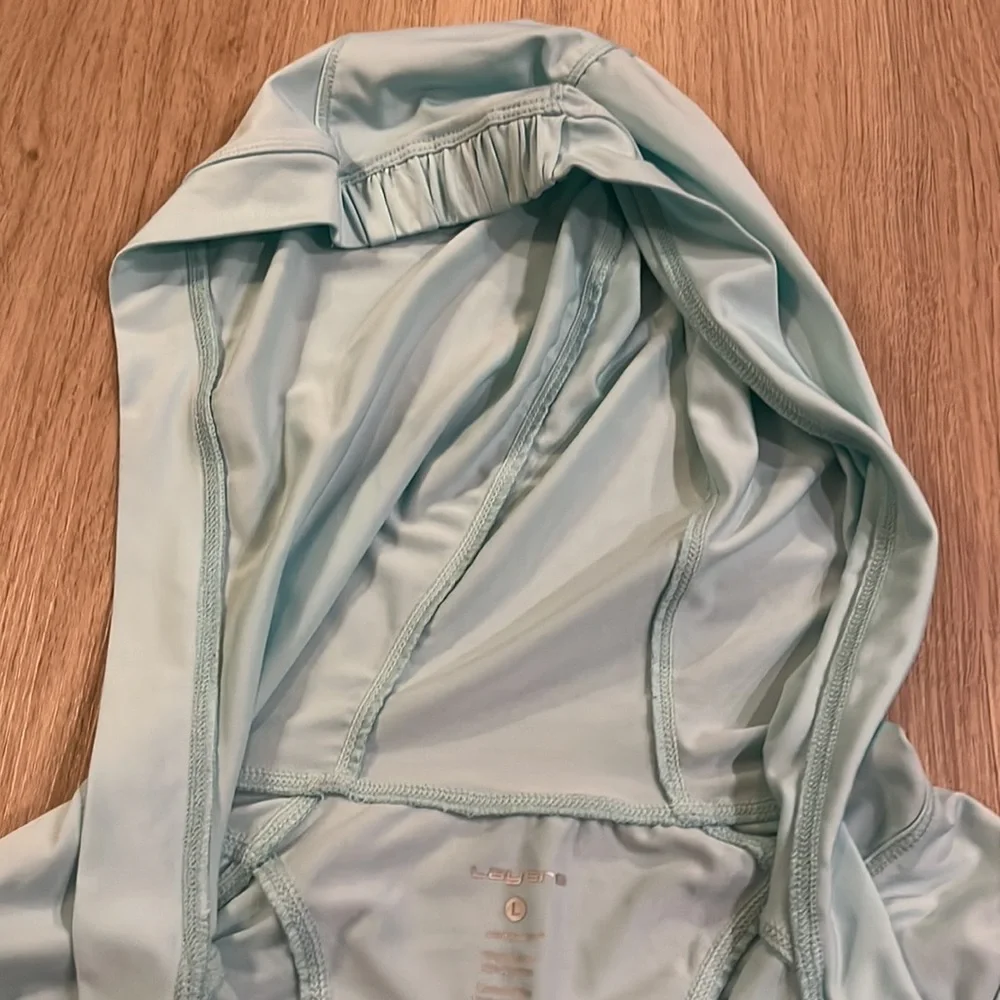 Aqua Hooded Quarter Zip Long Sleeve Top - Picture 9 of 12